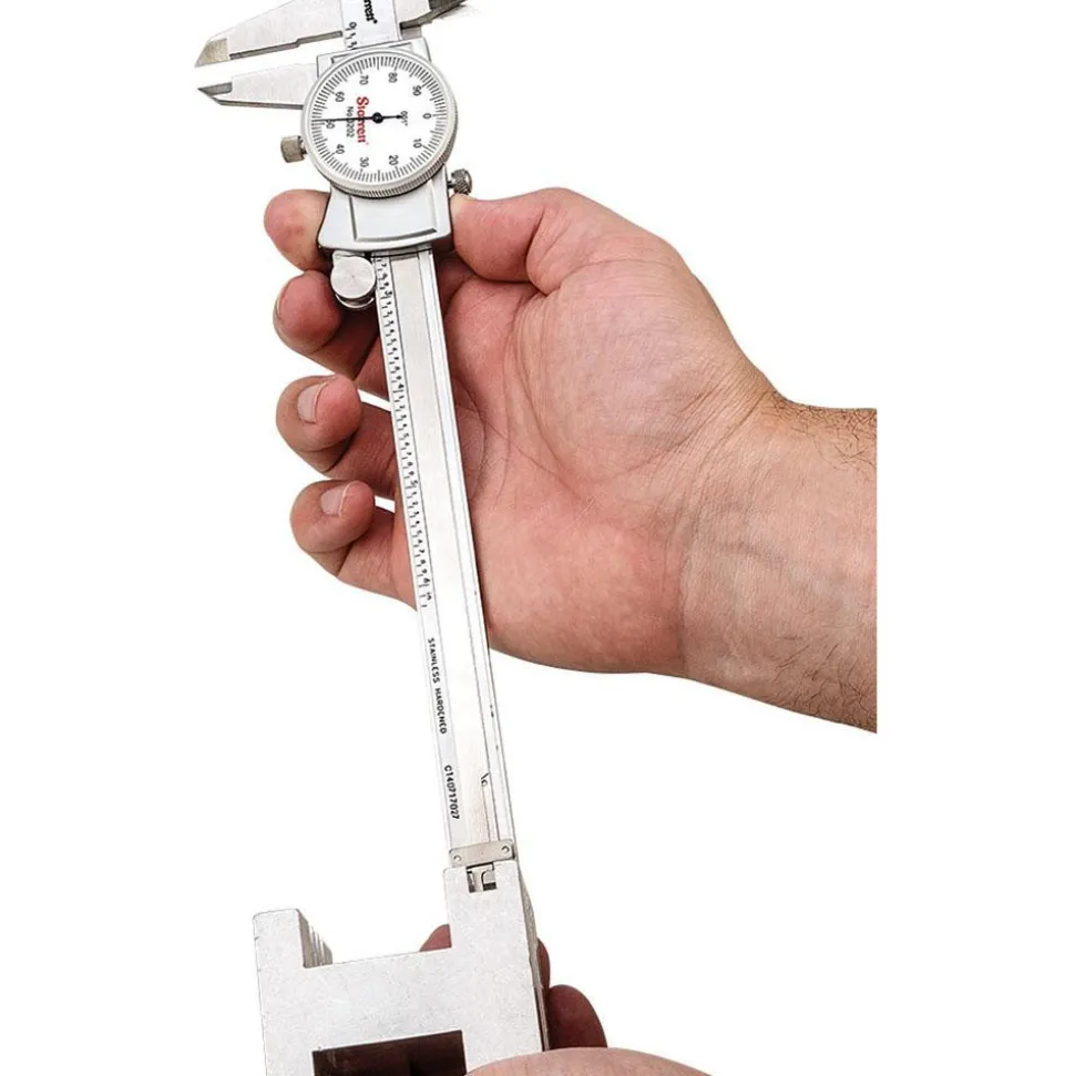 Dial Caliper: 6", 0.001000" Graduation, 0.1000" per Revolution, 0.0010" Accuracy, Stainless Steel Jaws