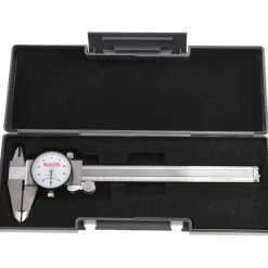 Dial Caliper: 6", 0.001000" Graduation, 0.1000" per Revolution, 0.0010" Accuracy, Calibrated, Stainless Steel Jaws