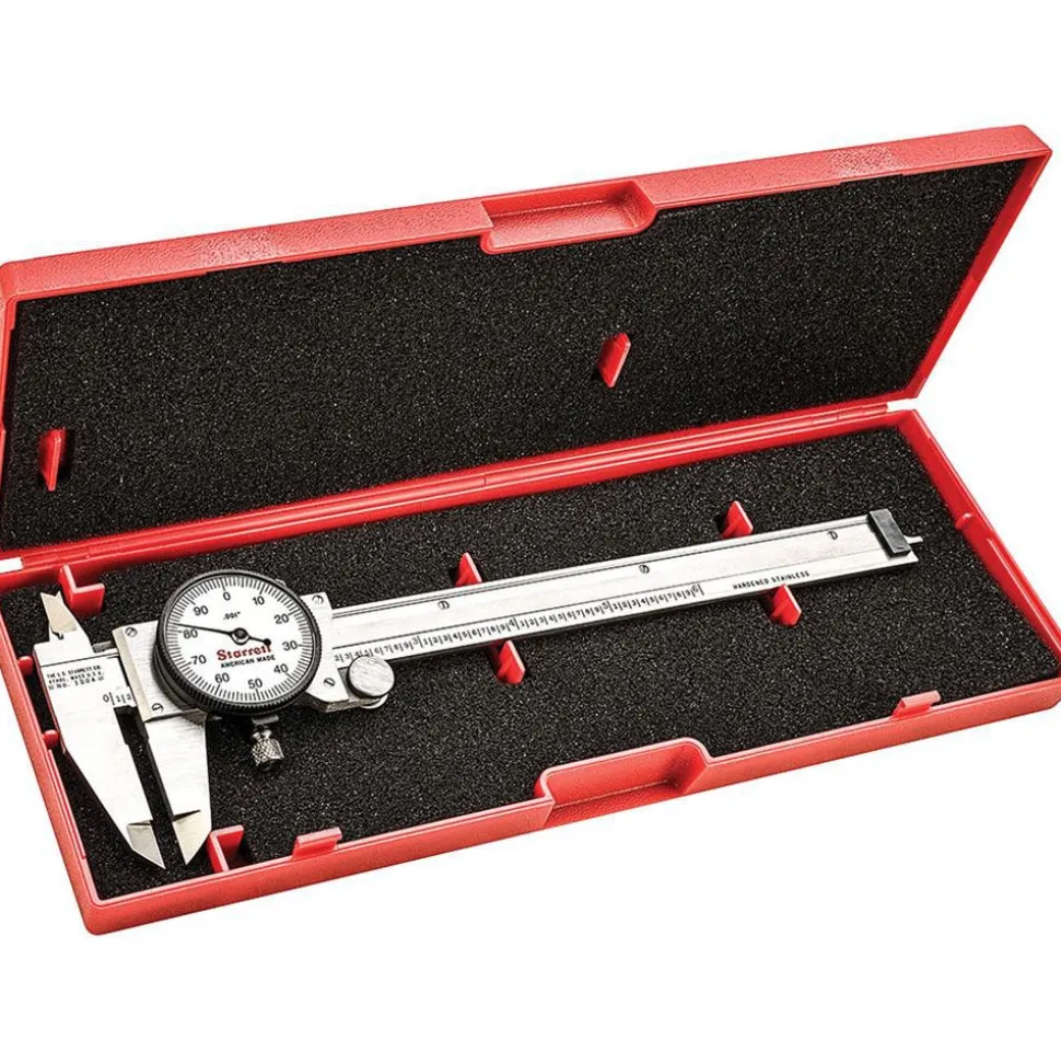 Dial Caliper: 6", 0.001000" Graduation, 0.1000" per Revolution, 0.0010" Accuracy, Stainless Steel Jaws