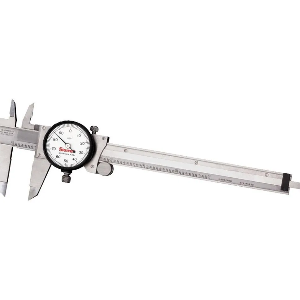 Dial Caliper: 6", 0.001000" Graduation, 0.1000" per Revolution, 0.0010" Accuracy, Stainless Steel Jaws