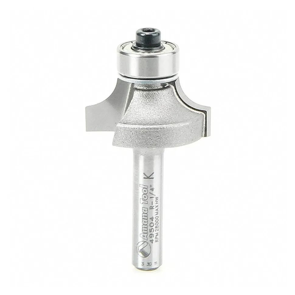 1" Dia, 1/2" LOC, 2 Flute Carbide-Tipped Edge Profile Round-Over Router Bit