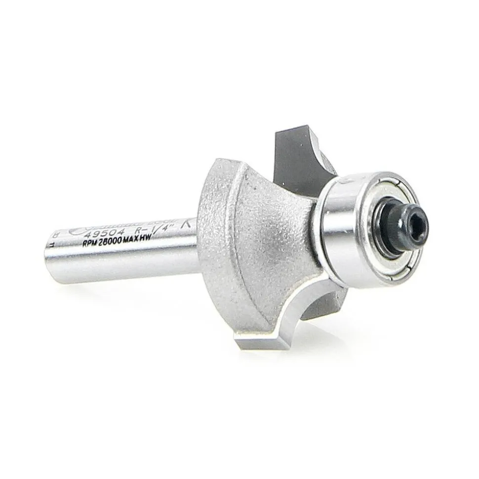 1" Dia, 1/2" LOC, 2 Flute Carbide-Tipped Edge Profile Round-Over Router Bit