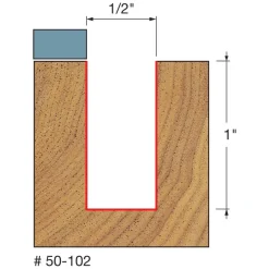 1/2" Dia, 1" LOC, 10 Flute Carbide-Tipped Edge Profile Flush Trim Router Bit