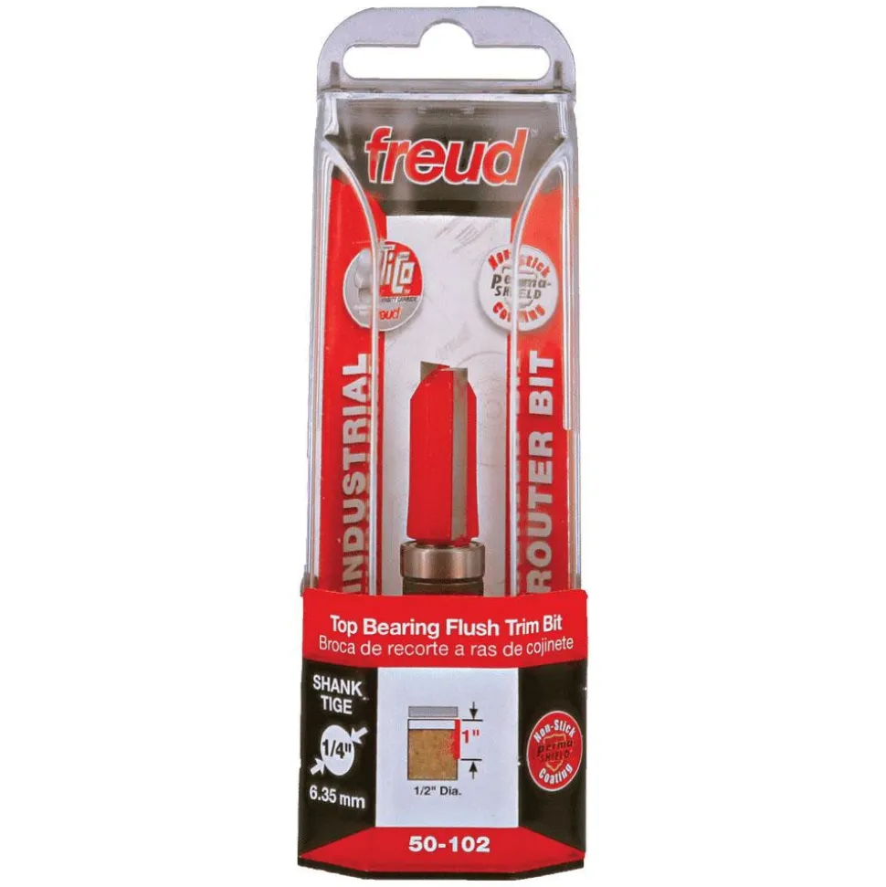 1/2" Dia, 1" LOC, 10 Flute Carbide-Tipped Edge Profile Flush Trim Router Bit
