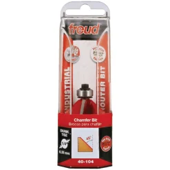 1-11/32" Dia, 1/2" LOC, 2 Flute Carbide-Tipped Edge Profile Chamfer Router Bit