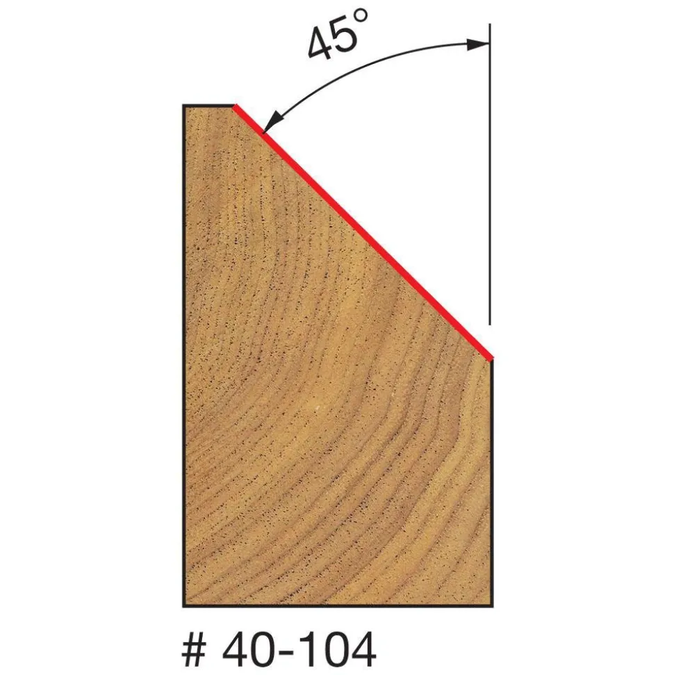 1-11/32" Dia, 1/2" LOC, 2 Flute Carbide-Tipped Edge Profile Chamfer Router Bit