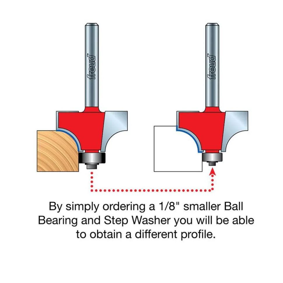 3/4" Dia, 1/2" LOC, 0 Flute Carbide-Tipped Edge Profile Round-Over Router Bit