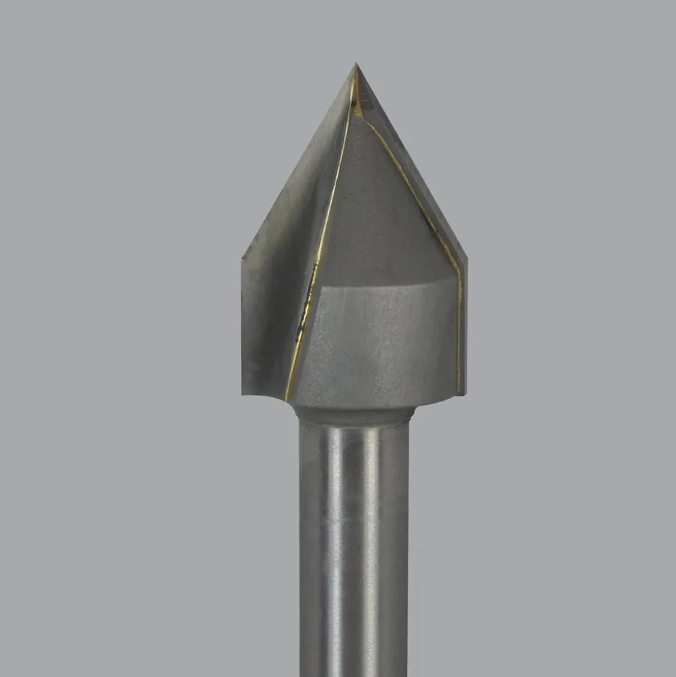 1" Dia, 0.856" LOC, 2 Flute Carbide-Tipped Edge Profile V-Groove Router Bit