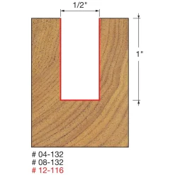 1/2" Dia, 1" LOC, 2 Flute Double Edge Router Bit