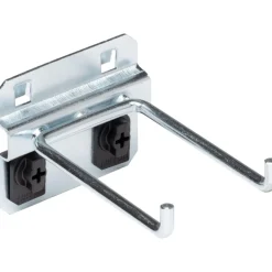 3/16" Dia, 3" Long Double Rod 90° End Bend Pegboard Hook