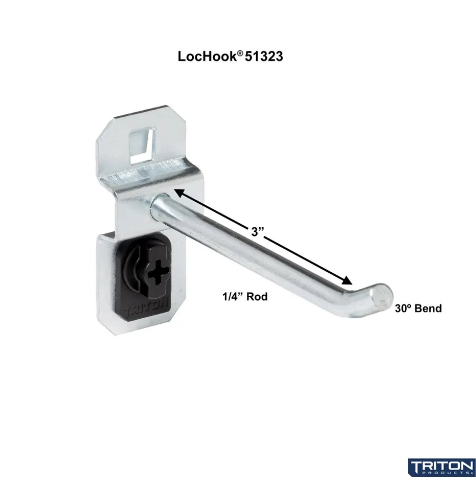 1/4" Dia, 3" Long Single Angled End Pegboard Hook