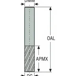 Diamond-Pattern Router Bit: 1/4" Dia, 3/4" LOC, 1/4" Shank Dia, End Mill End