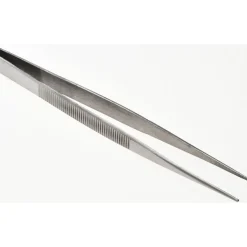 Diamond Tweezer: Stainless Steel, Medium Point Tip, 5-11/16" OAL