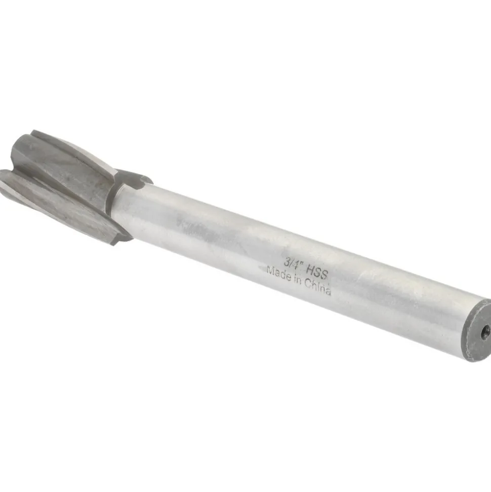 3/4" Dia, 1/2" Shank, Dia, 3 Flutes, Straight Shank, Interchangeable Pilot Counterbore