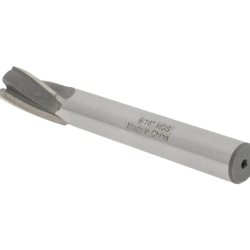 9/16" Dia, 1/2" Shank, Dia, 3 Flutes, Straight Shank, Interchangeable Pilot Counterbore