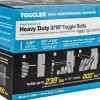 1/2" Dia x 6-1/4" OAL, 3/16" Screw, Steel Toggle Bolt Drywall & Hollow Wall Anchor