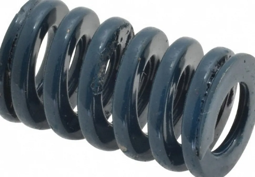 Die Spring: 3/4" Hole Dia, 3/8" Rod Dia, 1-1/4" Free Length, Blue