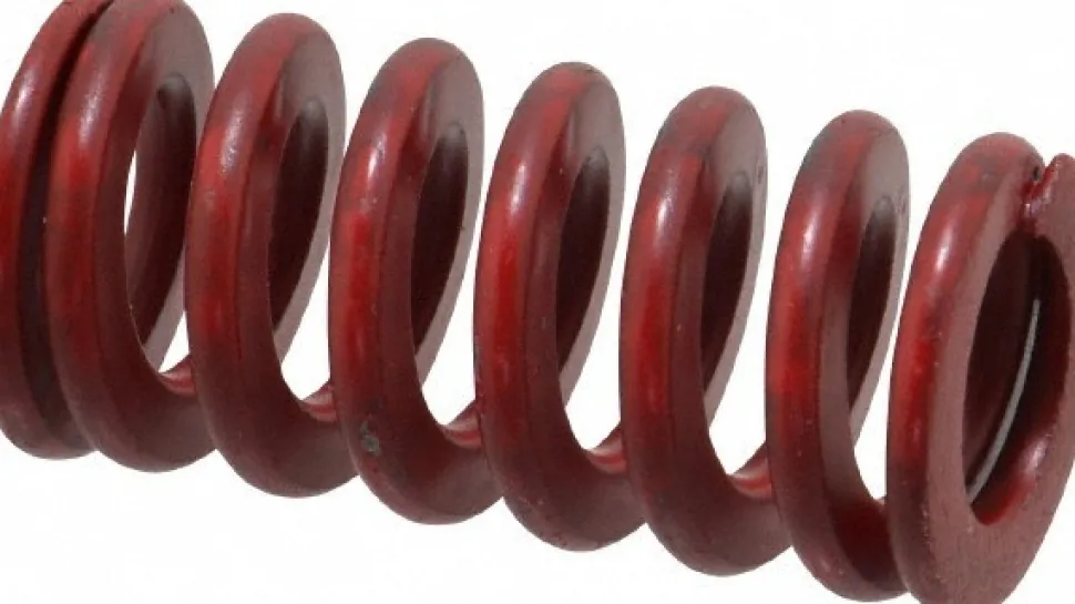 Die Spring: 3/4" Hole Dia, 3/8" Rod Dia, 1-1/2" Free Length, Red