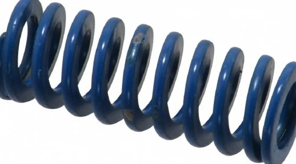 Die Spring: 1/2" Hole Dia, 9/32" Rod Dia, 1-1/4" Free Length, Blue