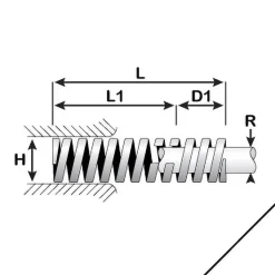 Die Spring: 1/2" Hole Dia, 9/32" Rod Dia, 1-1/4" Free Length, Blue