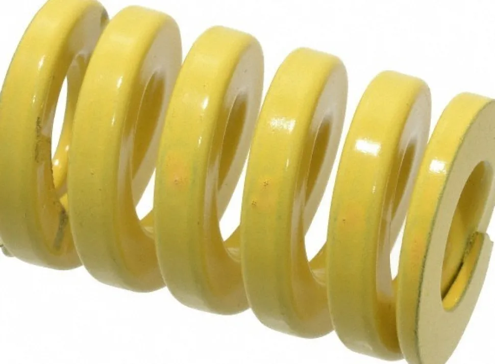 Die Spring: 1-1/4" Hole Dia, 5/8" Rod Dia, 2" Free Length, Yellow
