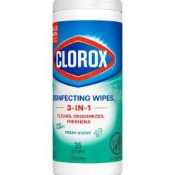 Disinfecting Wipes, Bleach Free Cleaning Wipes, 1-Ply, 7" x 8", Fresh Scent, White
