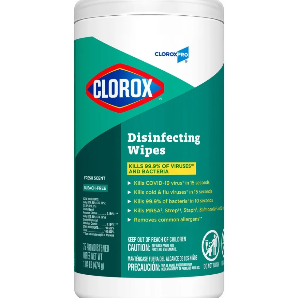 Disinfecting Wipes, 1-Ply, Fresh Scent, 7" x 8", White