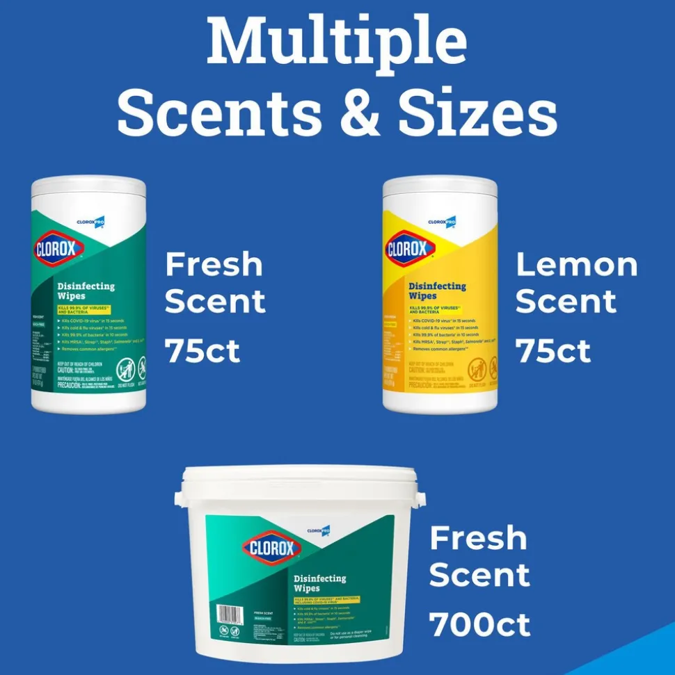 Disinfecting Wipes, 1-Ply, Fresh Scent, 7" x 8", White