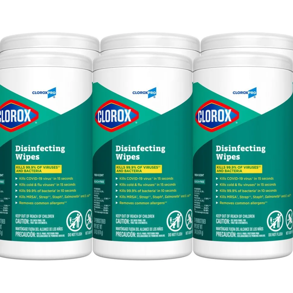 Disinfecting Wipes, 1-Ply, Fresh Scent, 7" x 8", White
