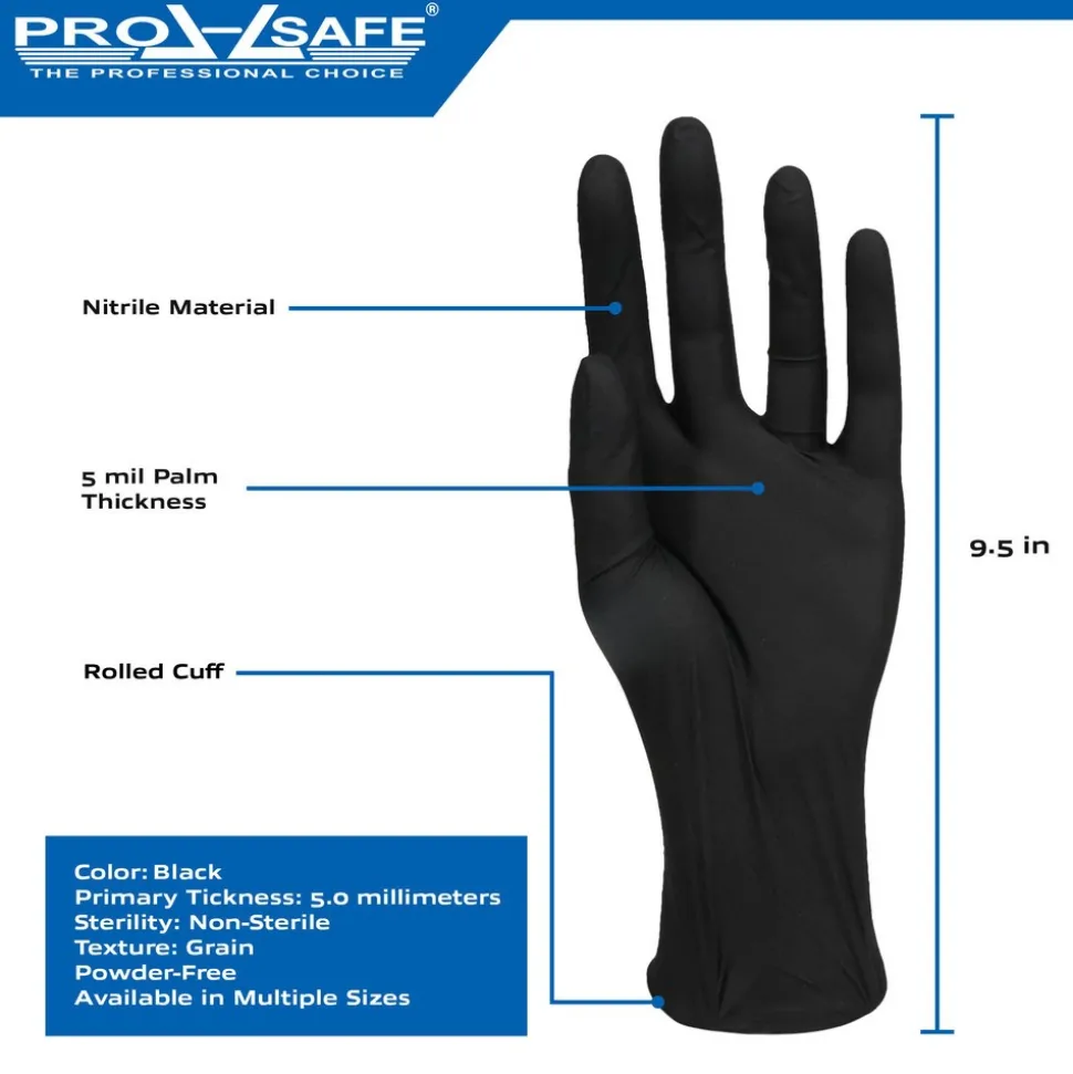 Disposable Gloves: Size Large, 5.0000 mil, Nitrile, General Purpose, Powder-Free