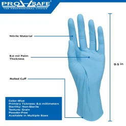 Disposable Gloves: Size X-Large, 8.0000 mil, Nitrile, General Purpose, Powder-Free