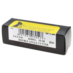 Double Angle Milling Cutter: 60 °, 3/4" Cut Dia, 3/16" Cut Width, 3/8" Shank Dia, High Speed Steel