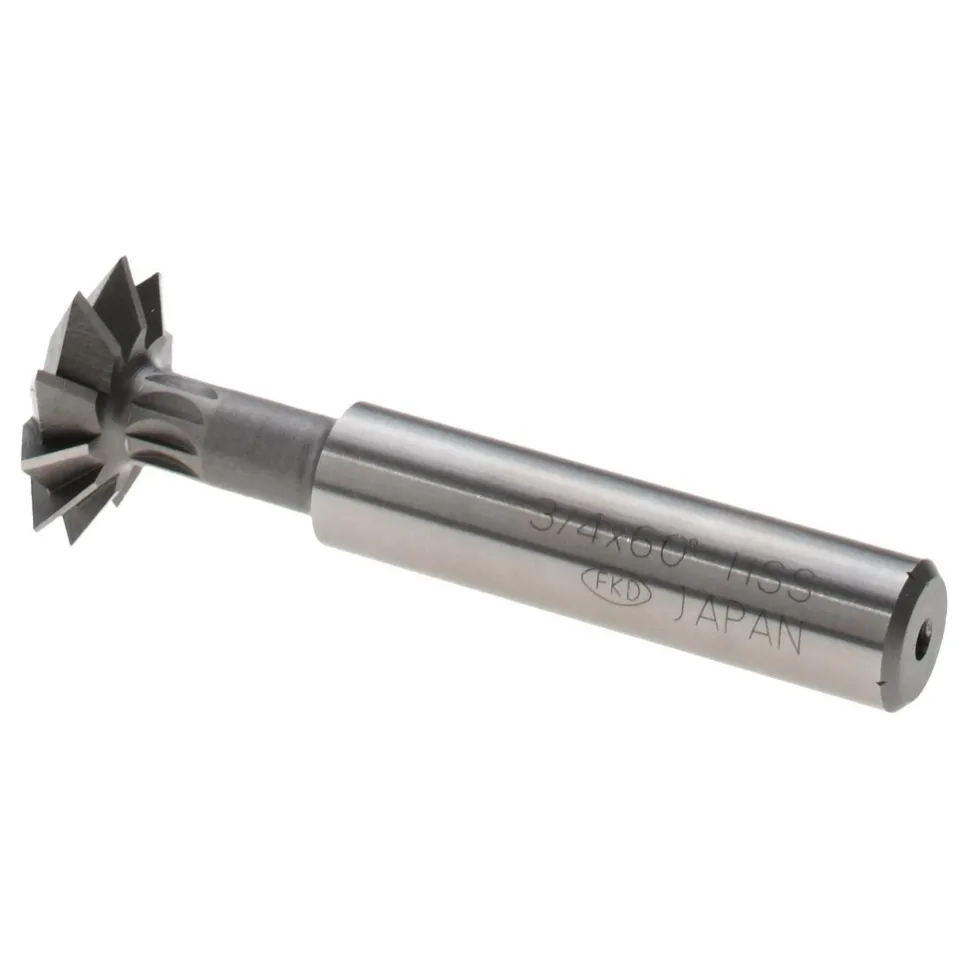 Double Angle Milling Cutter: 60 °, 3/4" Cut Dia, 3/16" Cut Width, 3/8" Shank Dia, High Speed Steel