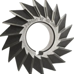 Double Angle Milling Cutter: 45 °, 2-3/4" Cut Dia, 1/2" Cut Width, 1" Arbor Hole, High Speed Steel
