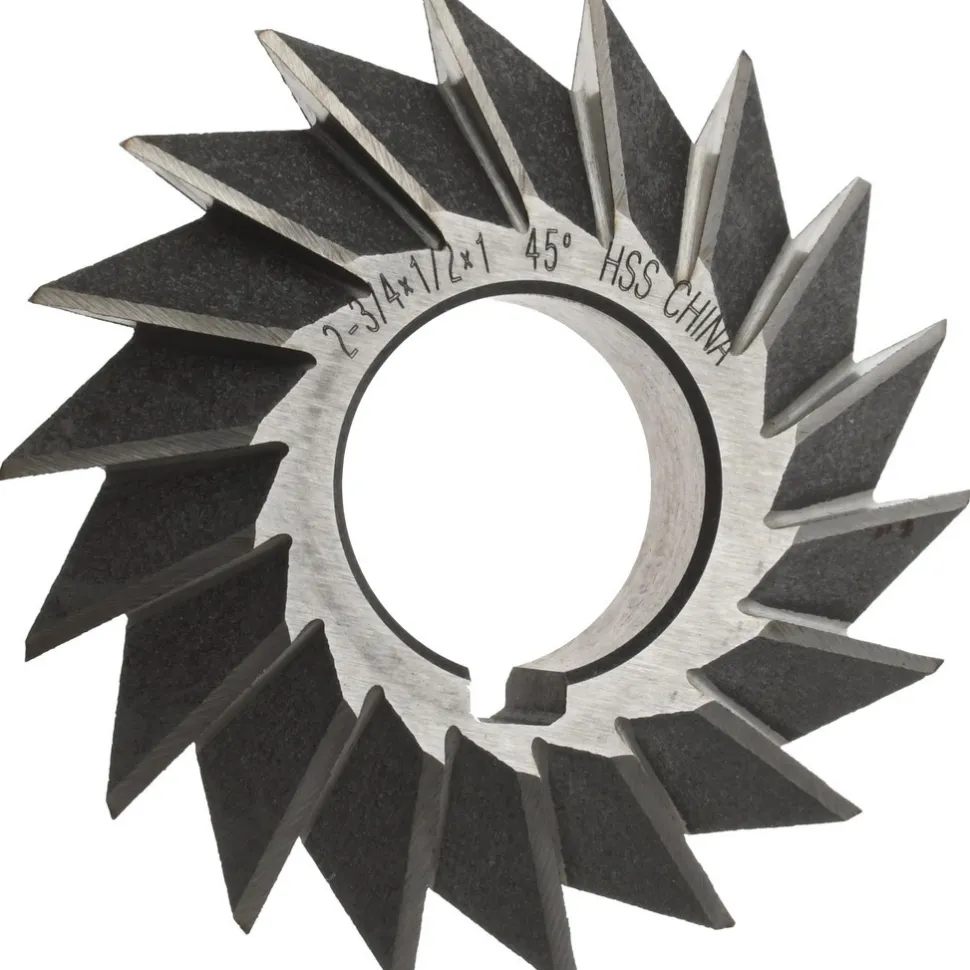 Double Angle Milling Cutter: 45 °, 2-3/4" Cut Dia, 1/2" Cut Width, 1" Arbor Hole, High Speed Steel