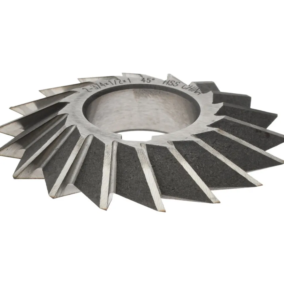 Double Angle Milling Cutter: 45 °, 2-3/4" Cut Dia, 1/2" Cut Width, 1" Arbor Hole, High Speed Steel