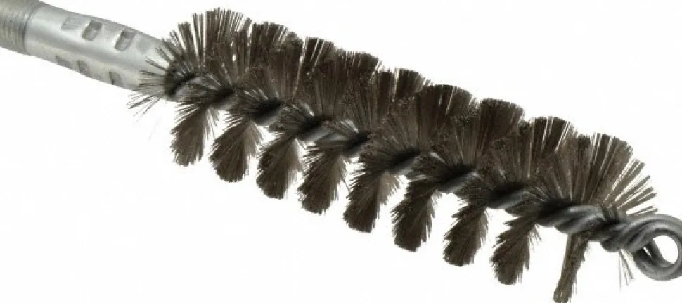 Double Stem & Double/Single Spiral Tube Brush: 1-1/2" Dia, 7-1/4" OAL, Stainless Steel Bristles