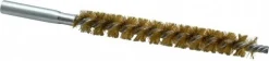 Double Stem/Single Spiral Tube Brush: 1/2" Dia, 6-1/4" OAL, Brass Bristles