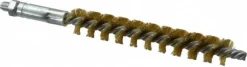 Double Stem/Single Spiral Tube Brush: 5/8" Dia, 6-1/4" OAL, Brass Bristles