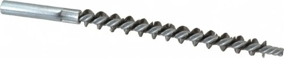 Double Stem/Single Spiral Tube Brush: 3/8" Dia, 6-1/4" OAL, Stainless Steel Bristles