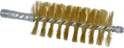 Double Stem/Single Spiral Tube Brush: 2" Dia, 8" OAL, Brass Bristles