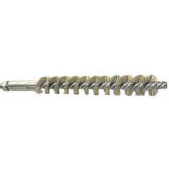 Double Stem/Single Spiral Tube Brush: 1" Dia, 6-1/4" OAL, Brass Bristles