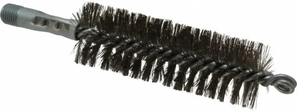 Double Stem/Spiral Tube Brush: 1-1/2" Dia, 7-1/4" OAL, Stainless Steel Bristles