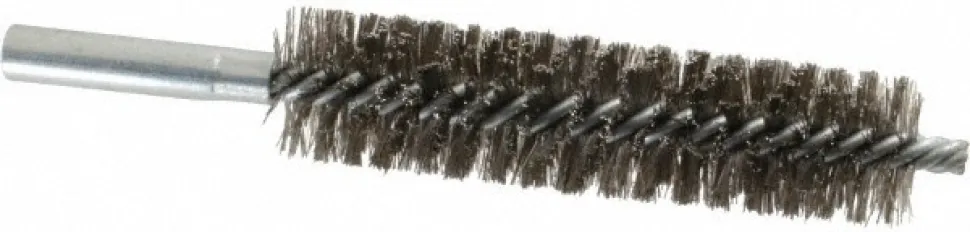 Double Stem/Spiral Tube Brush: 1" Dia, 6" OAL, Stainless Steel Bristles