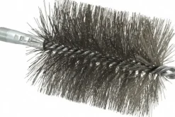 Double Stem/Spiral Tube Brush: 3-1/2" Dia, 7-1/4" OAL, Stainless Steel Bristles