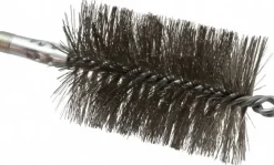 Double Stem/Spiral Tube Brush: 3" Dia, 7-1/4" OAL, Stainless Steel Bristles