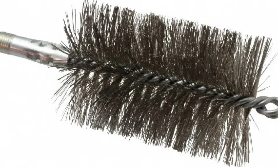 Double Stem/Spiral Tube Brush: 3" Dia, 7-1/4" OAL, Stainless Steel Bristles