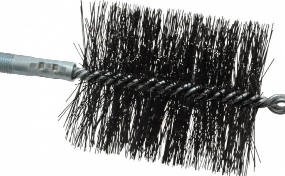 Double Stem/Spiral Tube Brush: 3-3/4" Dia, 7-1/2" OAL