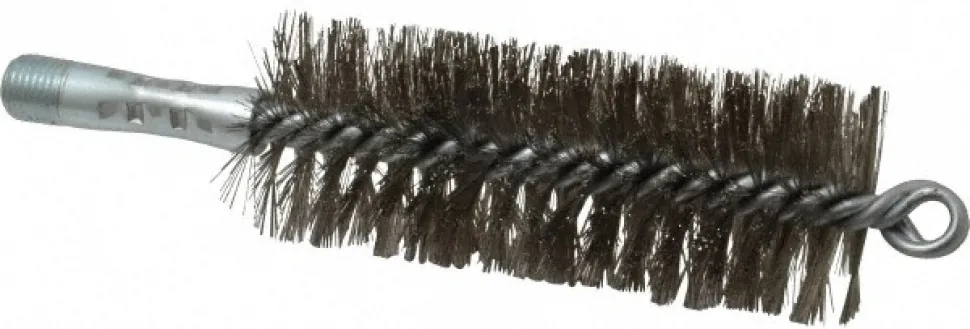 Double Stem/Spiral Tube Brush: 1-3/4" Dia, 7-1/4" OAL, Stainless Steel Bristles