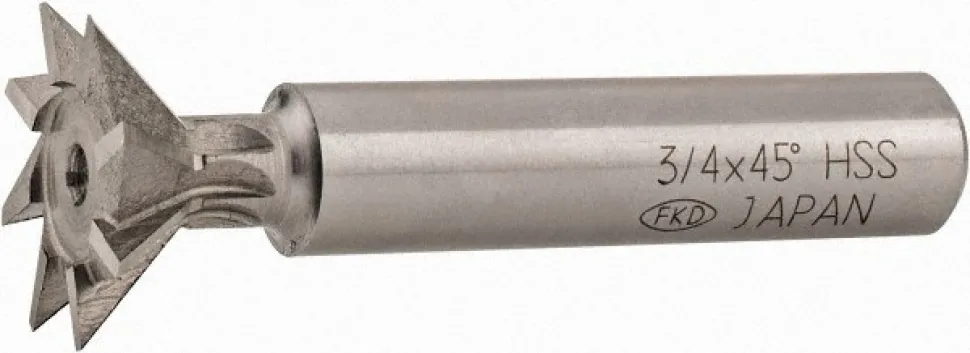 Dovetail Cutter: 45 °, 3/4" Cut Dia, 5/16" Cut Width, High Speed Steel